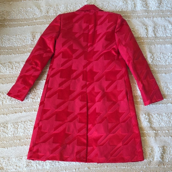 Cynthia Rowley 90s Y2K Red Long Line Blazer Trench Coat Sz 4 - Picture 3 of 14